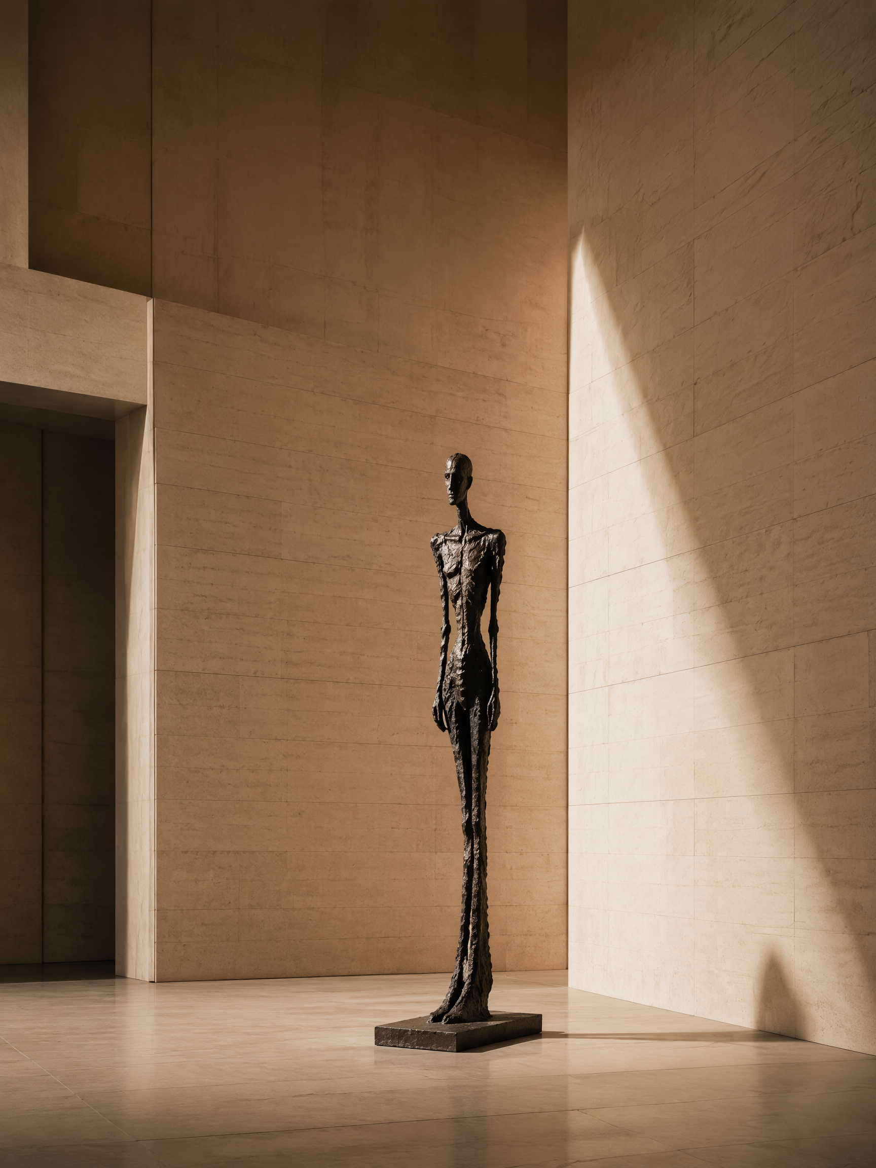 Scultura contemporanea in bronzo in uno spazio museale